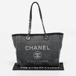 Chanel Grey Canvas Medium Deauville Shopper Tote