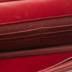 Chanel Red Quilted Patent Leather Classic Wallet On Chain