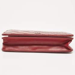 Chanel Red Quilted Patent Leather Classic Wallet On Chain