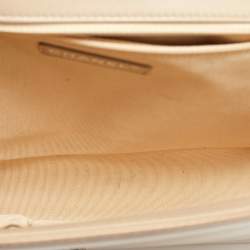 Pre Owned Chanel Beige Quilted Patent Leather Large Boy Flap Bag