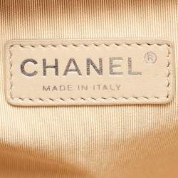 Pre Owned Chanel Beige Quilted Patent Leather Large Boy Flap Bag