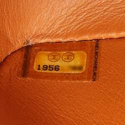 Pre Owned Chanel Orange Python Jumbo Classic Double Flap Bag