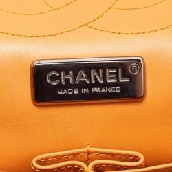 Pre Owned Chanel Orange Python Jumbo Classic Double Flap Bag