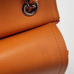 Pre Owned Chanel Orange Python Jumbo Classic Double Flap Bag