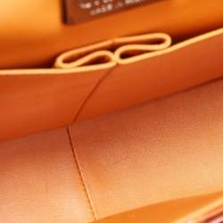 Pre Owned Chanel Orange Python Jumbo Classic Double Flap Bag