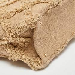 Chanel Beige Diamond Stitch Tweed CC Nature Tote Bag