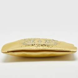 Pre Owned Chanel Yellow Satin CC Diamante Evening Clutch Bag