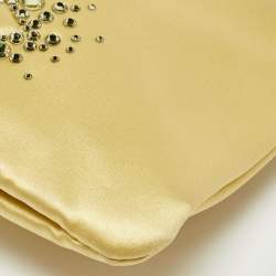Pre Owned Chanel Yellow Satin CC Diamante Evening Clutch Bag