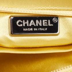 Pre Owned Chanel Yellow Satin CC Diamante Evening Clutch Bag