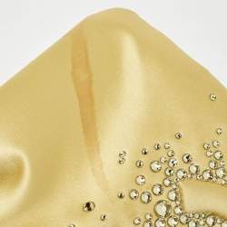 Pre Owned Chanel Yellow Satin CC Diamante Evening Clutch Bag