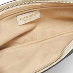 Chanel Grey/White Canvas and Leather CC Olsen Clutch Bag