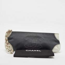 Chanel Grey/White Canvas and Leather CC Olsen Clutch Bag