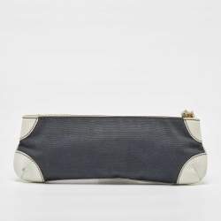 Chanel Grey/White Canvas and Leather CC Olsen Clutch Bag