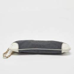Chanel Grey/White Canvas and Leather CC Olsen Clutch Bag