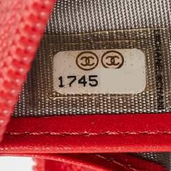 Pre Owned Chanel Orange Caviar Leather CC Zip Around Wallet