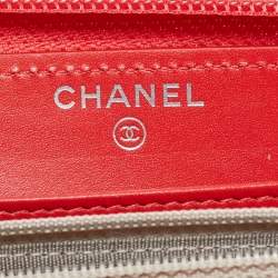 Pre Owned Chanel Orange Caviar Leather CC Zip Around Wallet