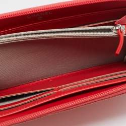 Pre Owned Chanel Orange Caviar Leather CC Zip Around Wallet