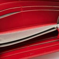 Pre Owned Chanel Orange Caviar Leather CC Zip Around Wallet