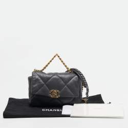 Pre Owned Chanel Grey Quilted Leather Medium 19 Flap Bag