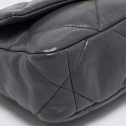 Pre Owned Chanel Grey Quilted Leather Medium 19 Flap Bag