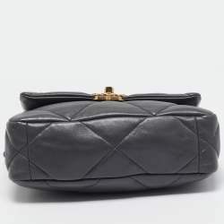 Pre Owned Chanel Grey Quilted Leather Medium 19 Flap Bag