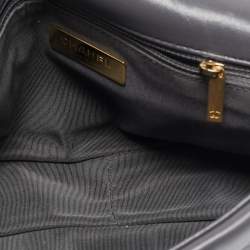 Pre Owned Chanel Grey Quilted Leather Medium 19 Flap Bag