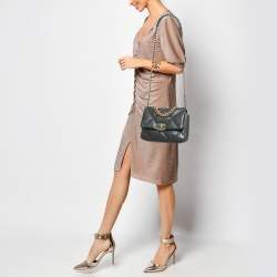 Pre Owned Chanel Grey Quilted Leather Medium 19 Flap Bag