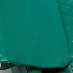 Pre Owned Chanel Green Quilted Leather Large Trapezio Flap Bag