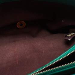 Pre Owned Chanel Green Quilted Leather Large Trapezio Flap Bag