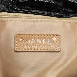 Pre Owned Chanel Black Patent Leather Accordion Flap Bag