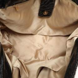 Pre Owned Chanel Black Patent Leather Accordion Flap Bag