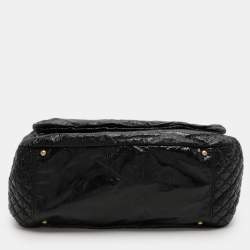 Pre Owned Chanel Black Patent Leather Accordion Flap Bag