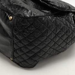 Pre Owned Chanel Black Patent Leather Accordion Flap Bag