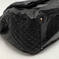 Pre Owned Chanel Black Patent Leather Accordion Flap Bag