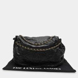 Pre Owned Chanel Black Patent Leather Accordion Flap Bag