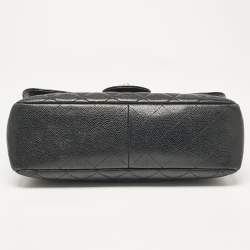 Chanel Black Quilted Caviar Leather Jumbo Classic Single Flap Bag