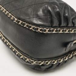 Pre Owned Chanel Black Quilted Leather Coco Shelter Bowling Bag