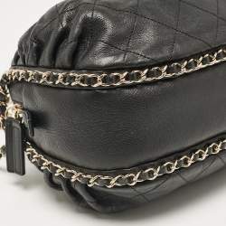 Pre Owned Chanel Black Quilted Leather Coco Shelter Bowling Bag