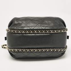 Pre Owned Chanel Black Quilted Leather Coco Shelter Bowling Bag