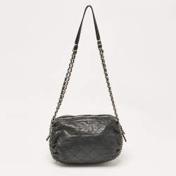 Pre Owned Chanel Black Quilted Leather Coco Shelter Bowling Bag