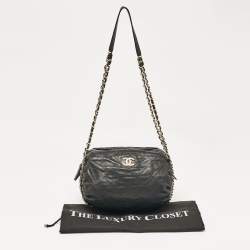 Pre Owned Chanel Black Quilted Leather Coco Shelter Bowling Bag