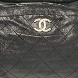 Pre Owned Chanel Black Quilted Leather Coco Shelter Bowling Bag