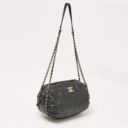 Pre Owned Chanel Black Quilted Leather Coco Shelter Bowling Bag