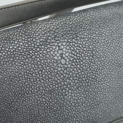 Pre Owned Chanel Grey/Silver Leather and Stingray Medium Boy Flap Bag