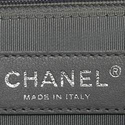 Pre Owned Chanel Grey/Silver Leather and Stingray Medium Boy Flap Bag