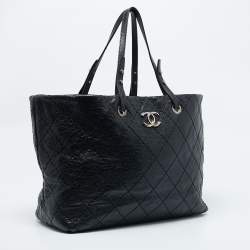 Chanel Black Quilted Leather On the Road Bag