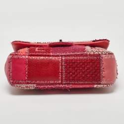 Pre Owned Chanel Multicolor Leather and Fabric Classic Patchwork Jumbo Single Flap Bag