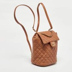 Pre Owned Chanel Sand Brown Quilted Leather Urban Spirit Backpack