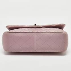 Pre Owned Chanel Lilac Quilted Leather Jumbo Classic Double Flap Bag