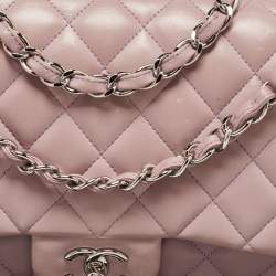 Pre Owned Chanel Lilac Quilted Leather Jumbo Classic Double Flap Bag